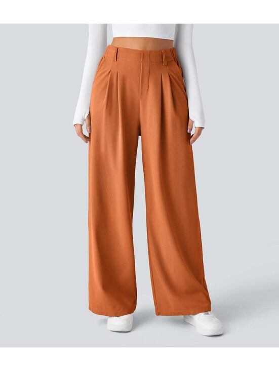 Halara Pants - HALARA High Waisted Pocket Wide Leg Waffle Work Pants- Size L Regular